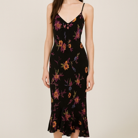Betsey Johnson Dresses & Skirts - Betsy Johnson Womens Vintage Y2k 90's Black Floral Babydoll Midi Slip Dress.